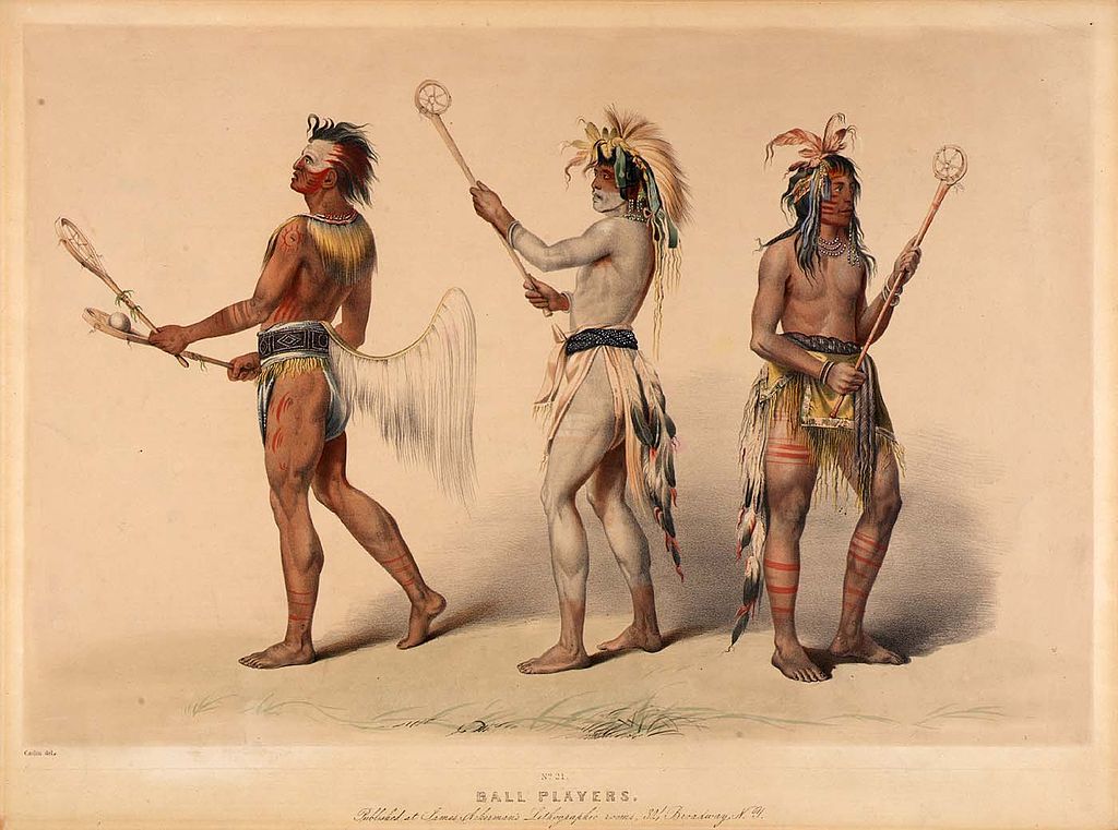 Litografie dupa o pictura de de GeorgeCatlin. Indieni Choctaw si Lakota, sursa Wikipedia